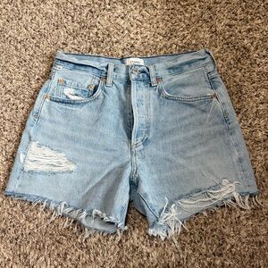 Citizens Of Humanity Washed Light Blue Ripped Denim Shorts